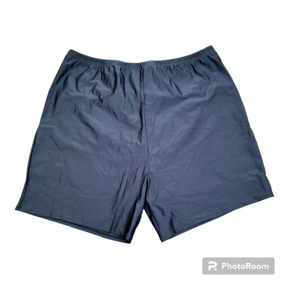 Swim Short Solid Black Pull-on Modest Shorts Swimwear Plus Size XXXL - Picture 1 of 6
